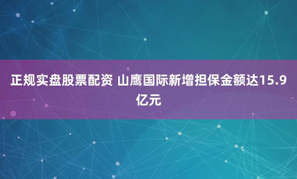正规实盘股票配资 山鹰国际新增担保金额达15.9亿元