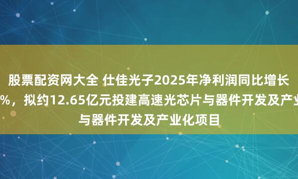 股票配资网大全 仕佳光子2025年净利润同比增长473.25%，拟约12.65亿元投建高速光芯片与器件开发及产业化项目