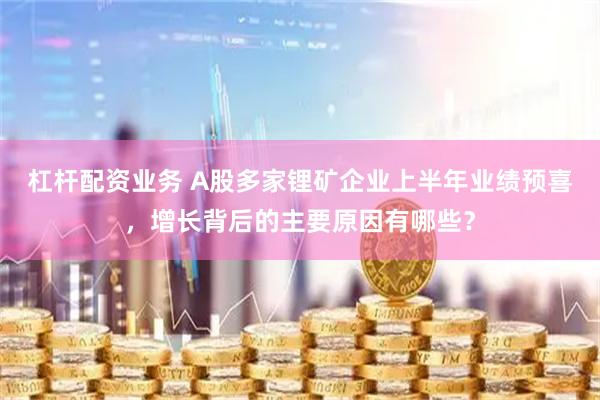 杠杆配资业务 A股多家锂矿企业上半年业绩预喜，增长背后的主要原因有哪些？